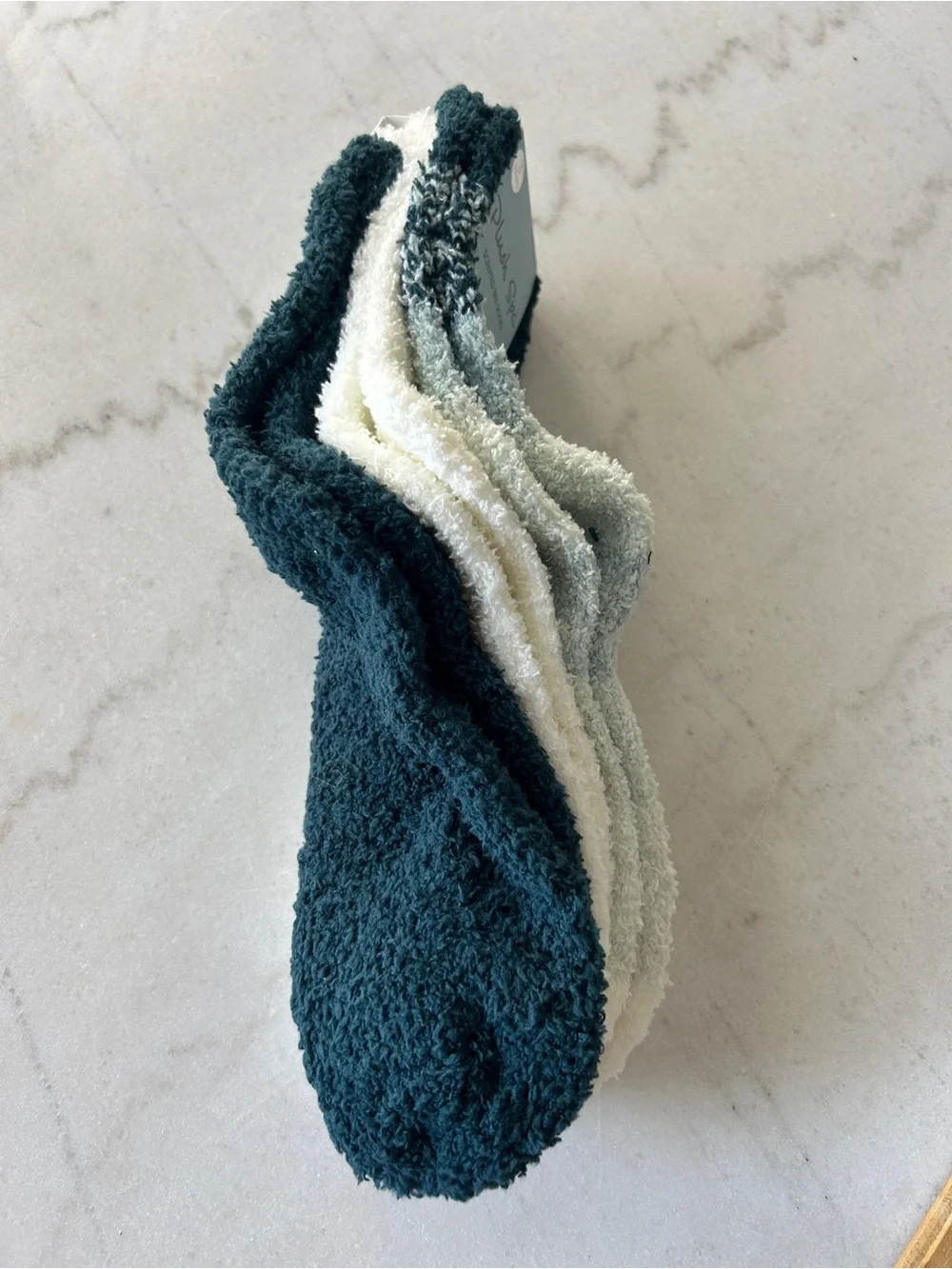 Eucalyptus Scented Cozy Spa Socks - Light Teal & Dark Green